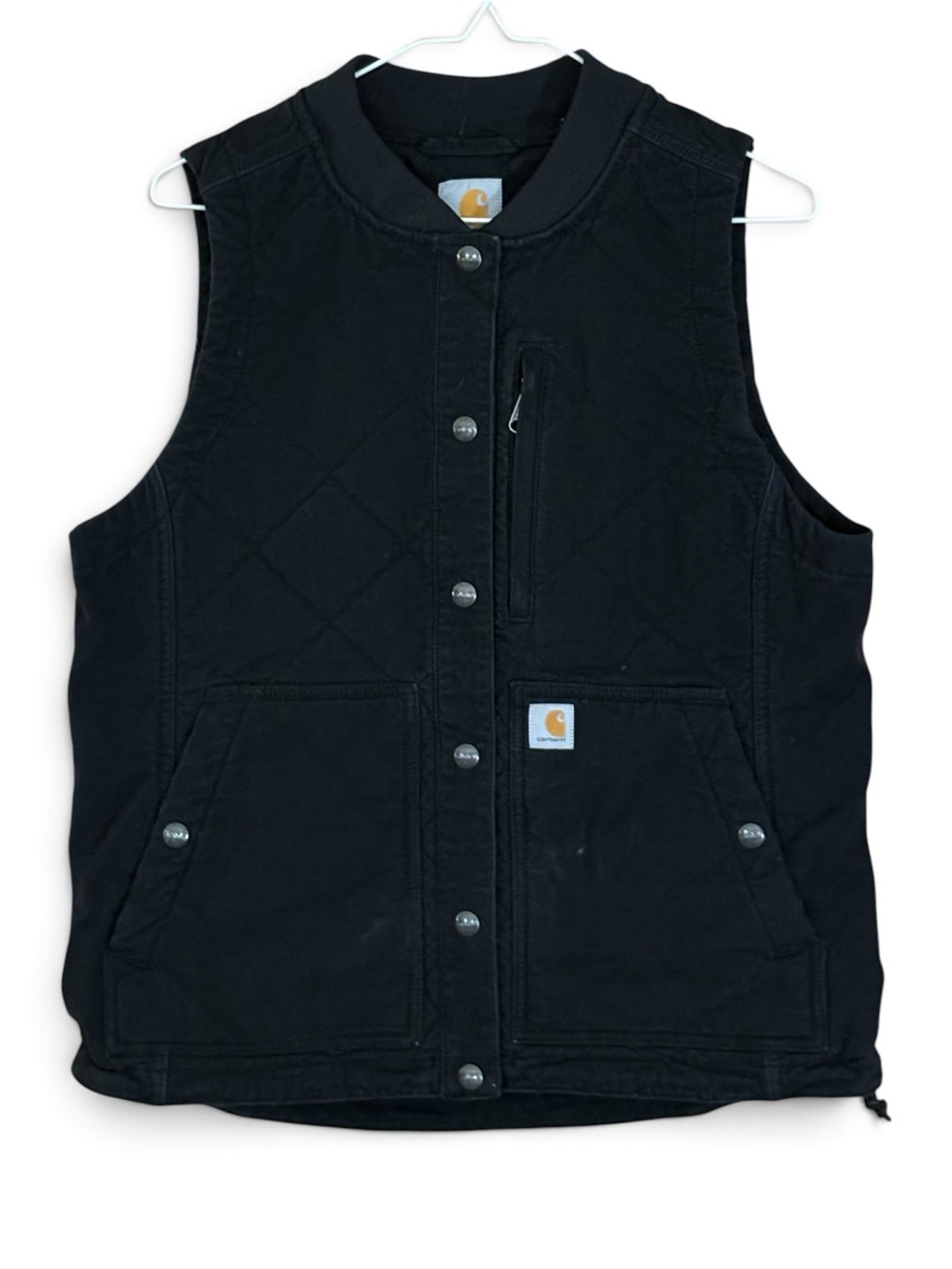 Carhartt Black Rugged Flex Relaxed Fit Canvas Insulated Rib Collar Vest